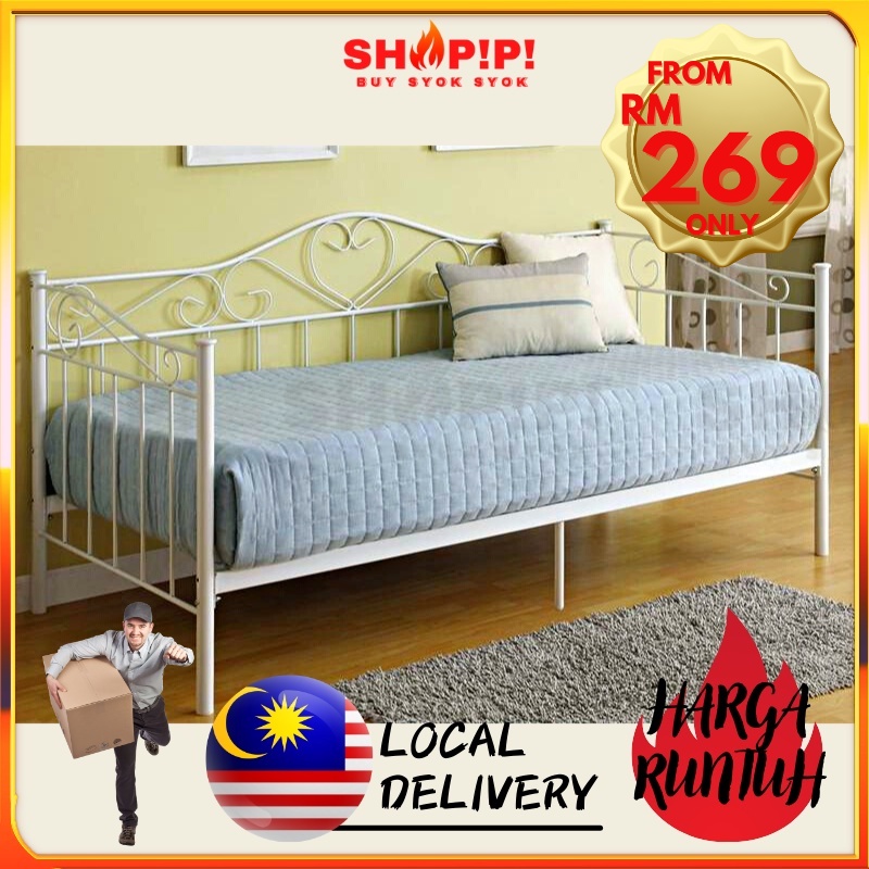 Shopipi DAY BED SINGLE METAL BED FRAME/KATIL BESI/SOFA BED/DAYBED