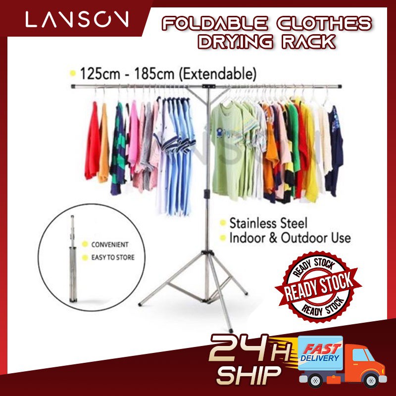 LANSON Foldable Clothes Drying Rack Stainless Steel Adjustable Garment