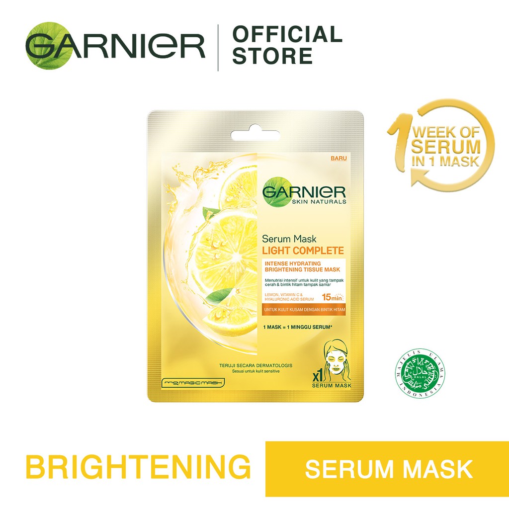Garnier Light Complete Brightening Serum Mask For Dull Skin with Dark Spots (Face Mask) Shopee