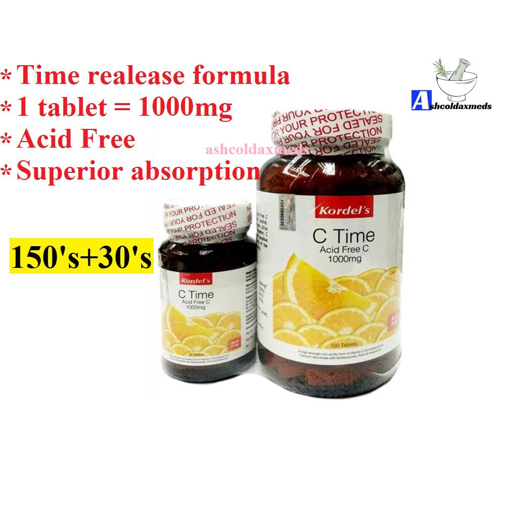 Kordel S Vitamin C Time Acid Free C 1000mg New 150 S Free 30 S Exp7 23