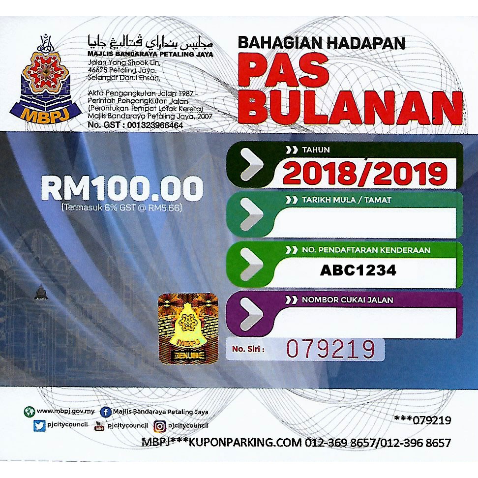 MBPJ Monthly Parking Pass  Shopee Malaysia