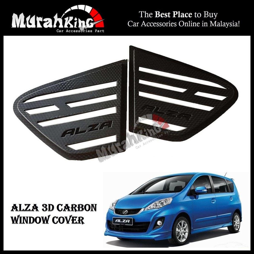 Perodua Alza 3D Carbon Triangle Mirror Panel Rear Side Car 