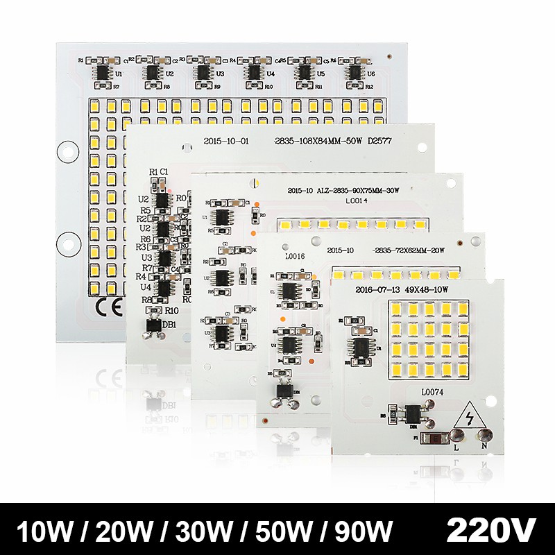 LED Lamps SMD2835 Chip Beads Smart IC 220V Input 10W,20W,30W,50W,90W Floodlight 