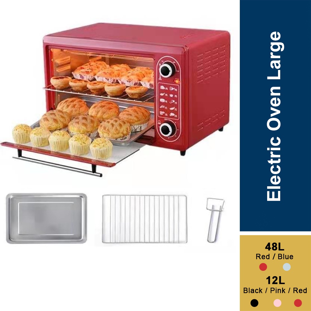 Electric Oven 48L Bakery CNY Biscult Buat Kek Raya Roast Electric Toaster Oven Microwave Ketuhar Oven 烤炉 烤箱 微波炉