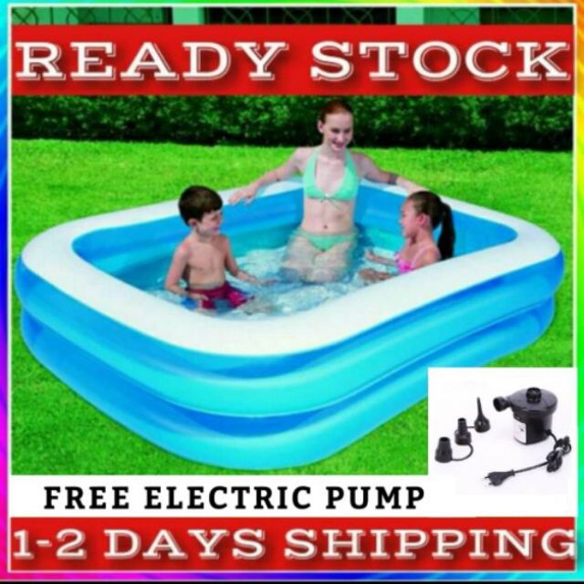 Ready Stock Free Electric Pump Kolam Mandi Kanak Kanak Bestway Kids Swimming Pool Shopee Malaysia