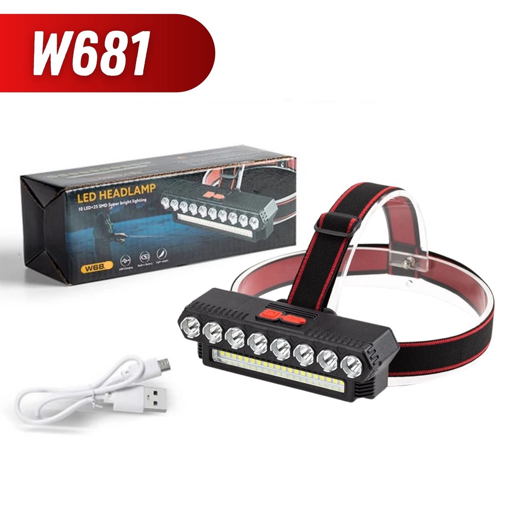 3-Modes LED Headlamp 90 Degree Adjustable USB Rechargeable Camping Head Light Fishing for Electric Bike ( W681 / W864 )