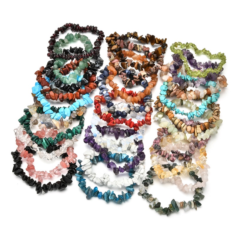 【Murah】Natural Crystal Crushed Stone Bracelet Irregular Gravel Natural Gemstone Bracelet