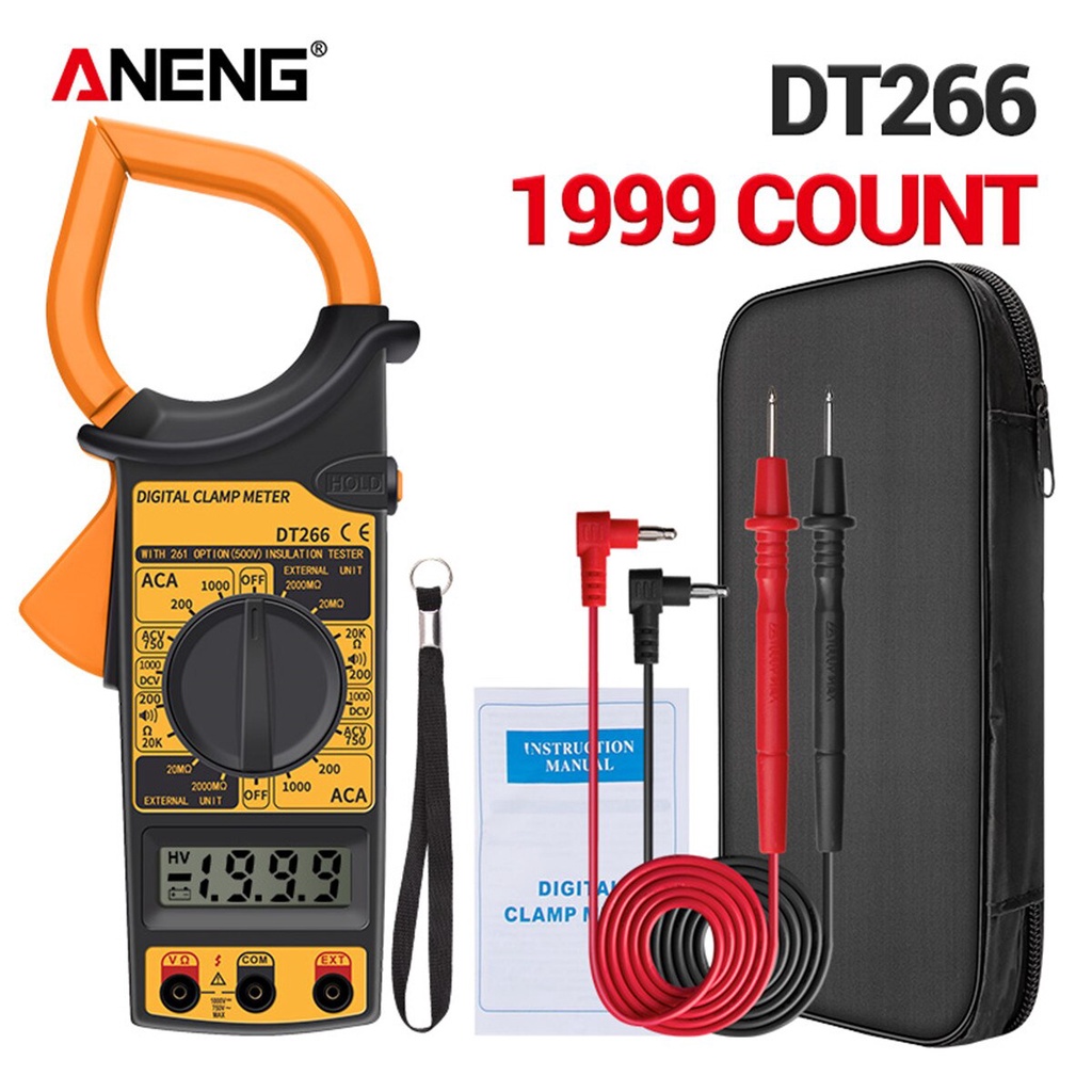 ANENG DT266 LCD 1999 Count Digital True RMS Professional Clamp Meter ACDC Current Voltage Tester Data Show Auto Multimeter Clamp