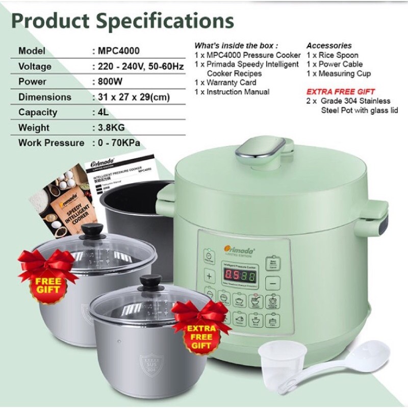 primada pressure cooker manual
