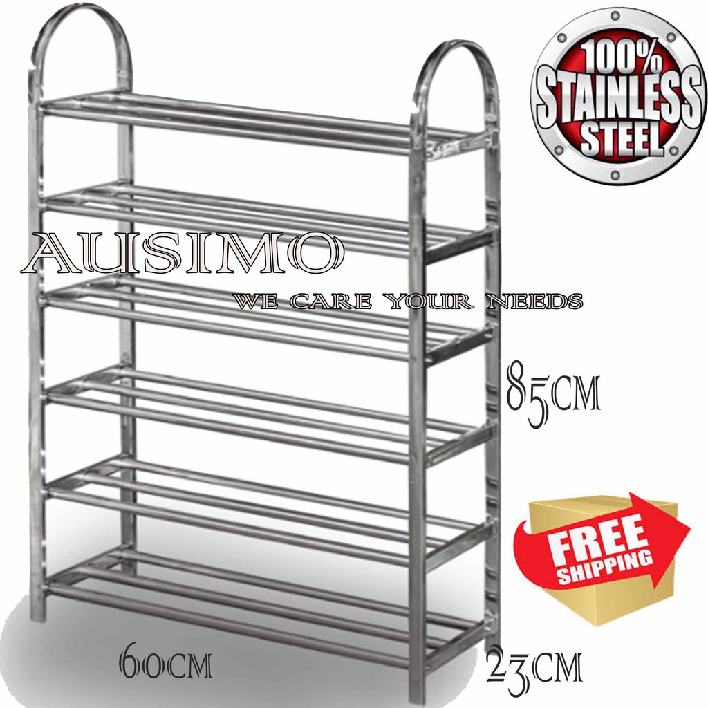 5 Tier Stainless Steel Shoe Rack Rak Kasut Multi Purpose Racks Shopee Malaysia