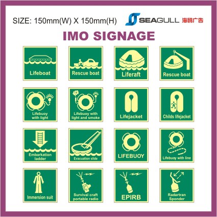 International Maritime Organization IMO Signage Rescue Boat Lift Boat Liftbuoy Emergency Ocean Sign Marine Signage