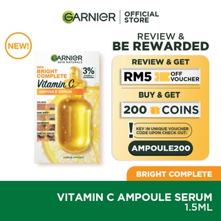 Image of [NEW] Garnier Bright Complete Ampoule Serum (Single/3 Units) - Fades Hyperpigmentation & Reduce Dark Circles, essence