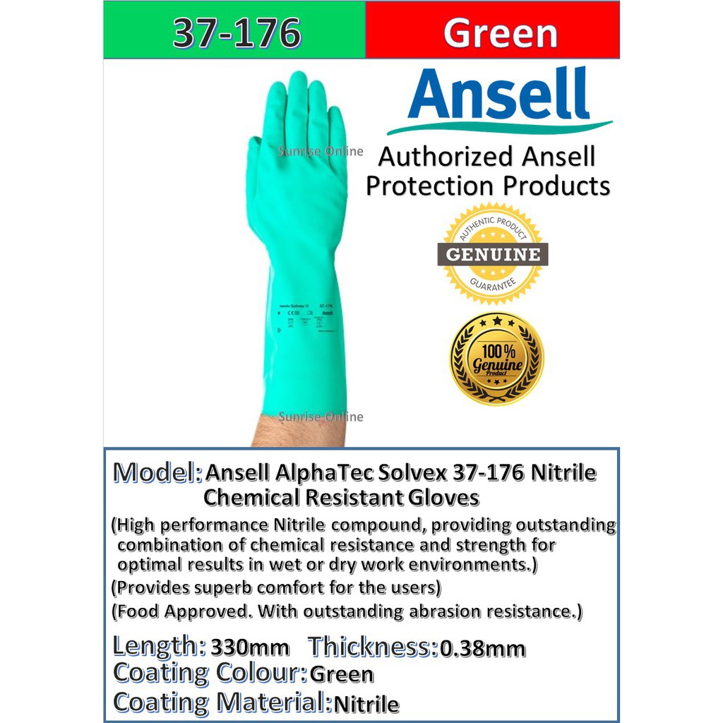 AlphaTec® Solvex® 37-176 - Ansell Nitrile Chemical Resistant Glove-SIRIM DOSH
