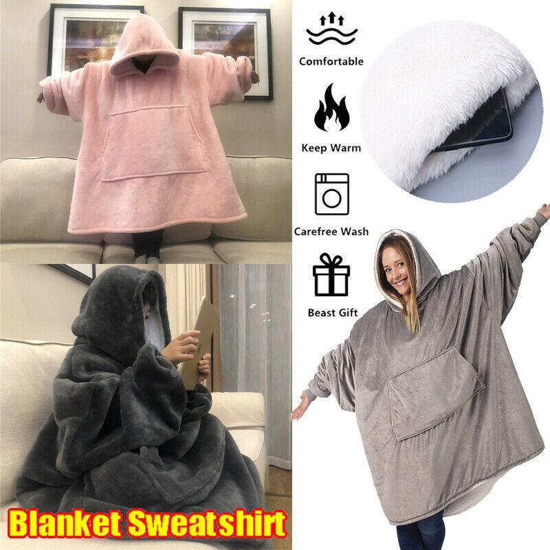 Oversized Blanket Hoodie Ultra Plush Comfy Giant Sweatshirt Huggle Fleece Warm 