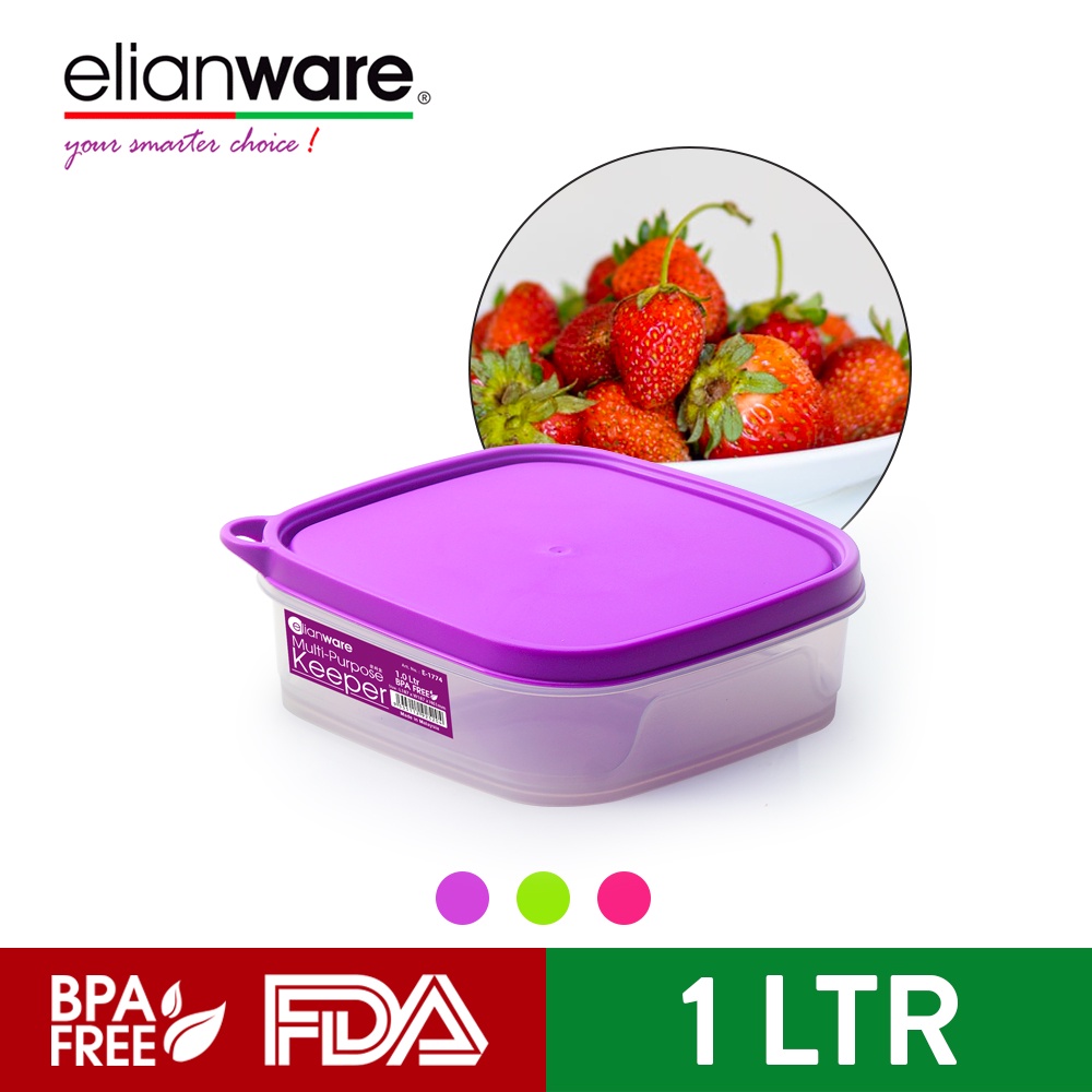 Elianware 1 Ltr [BPA Free] Multipurpose Square Airtight Microwavable Food Container Sandwich Storage Keeper
