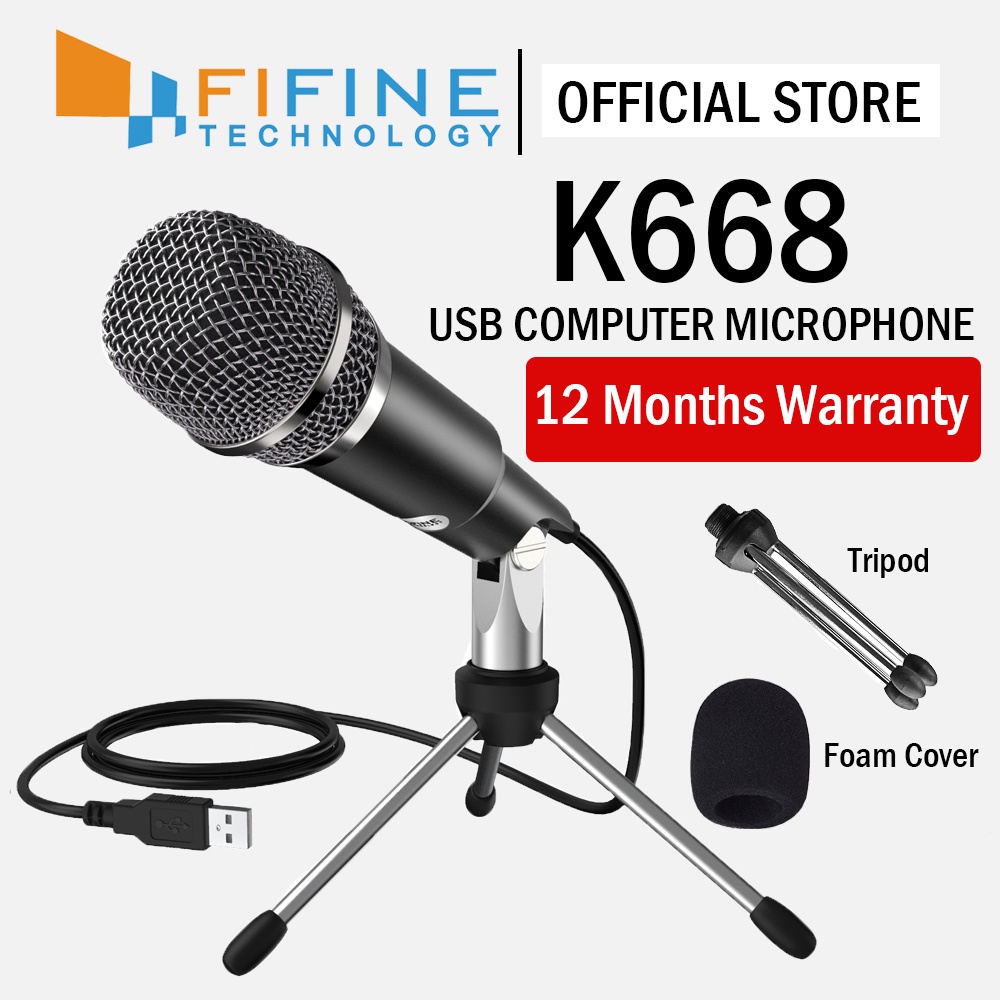 FIFINE K668 USB Microphone Plug & Play With Windows/Mac For Video Call