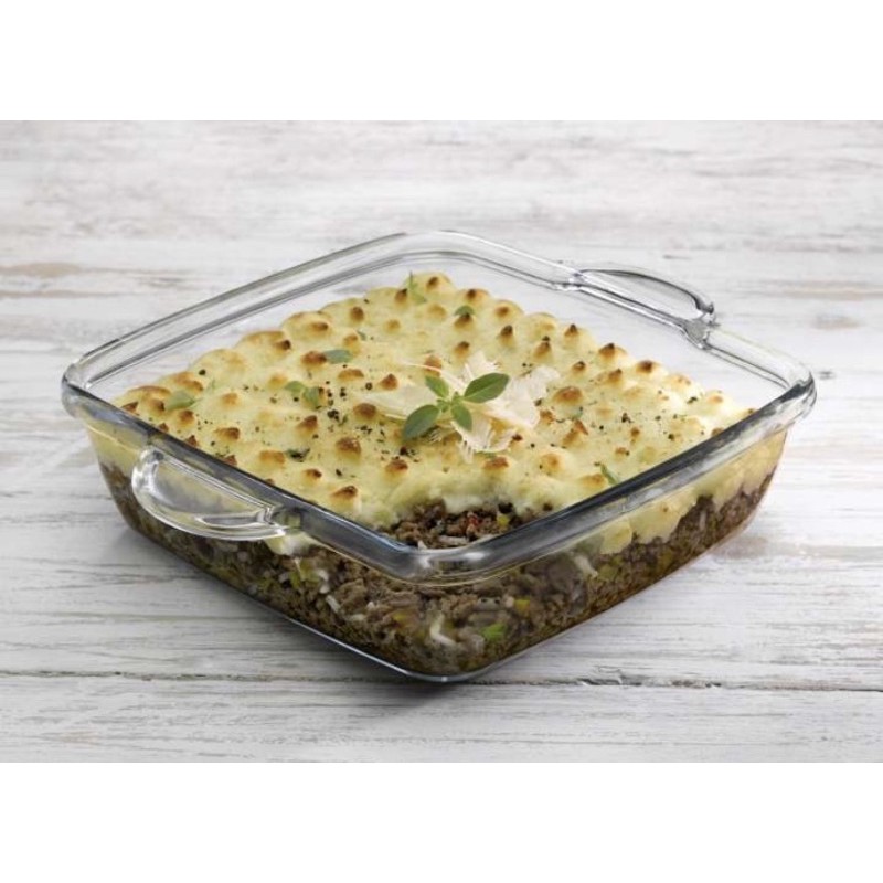 Borcam 2L Square Borosilicate Glass Roaster With Handle / Bakeware