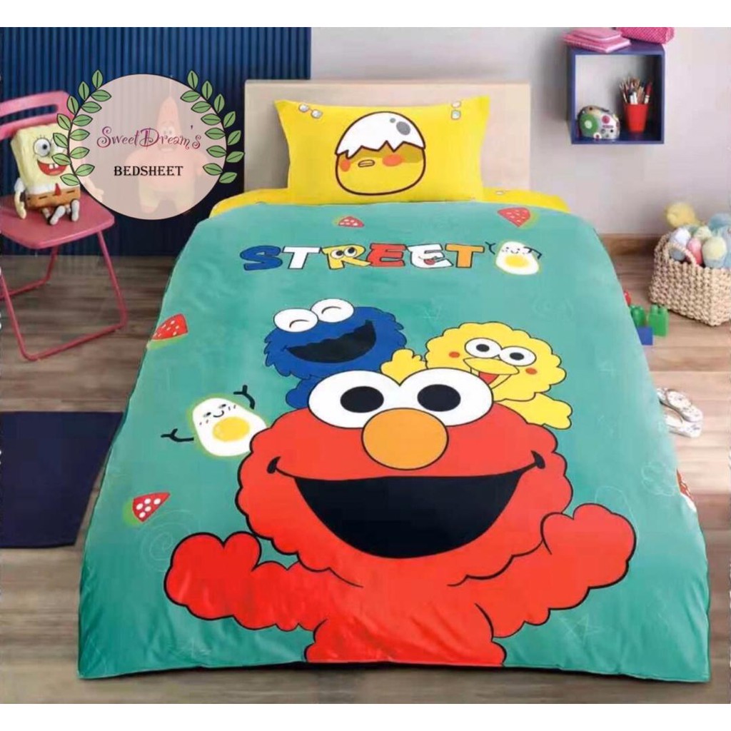 Happy Elmo Friends Bedsheet With Comforter 4in1 Set For Super