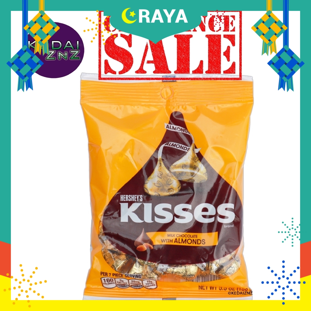 Chocolate HERSHEYS Kisses Milk Chocolate with Almonds Bag 150g Coklat