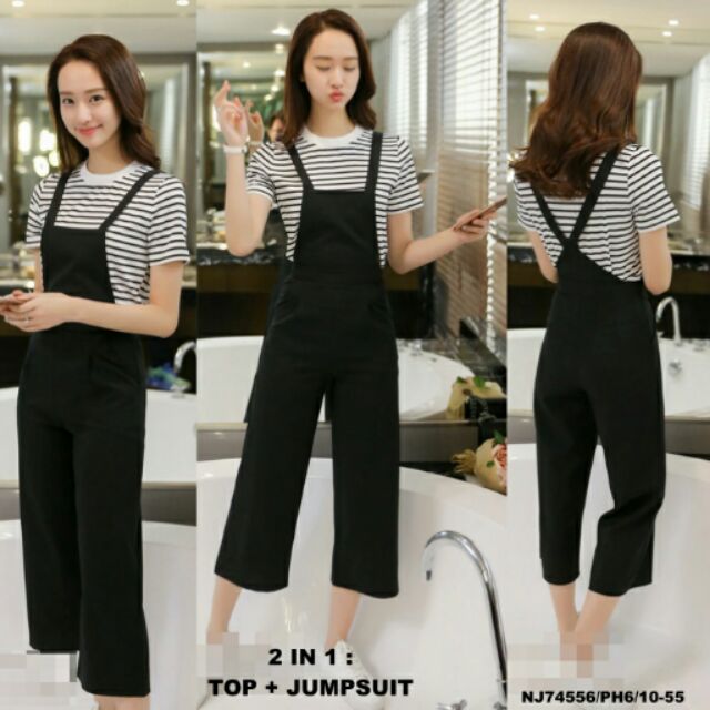 NJ Fashion Stylish Top and Jumpsuit Black (1 Set)