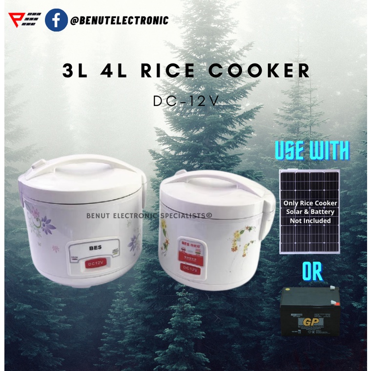 12V DC Rice Cooker 3L Outdoor, Car, Camping Use Rice Cooker Solar