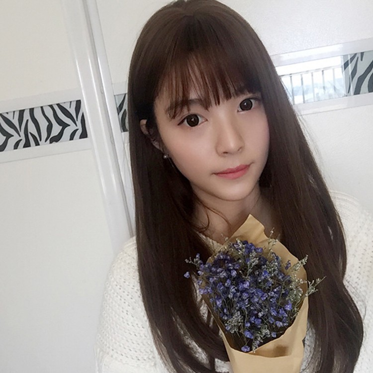 Fake Long Blunt Bangs Clip In Hair Straight False Hair Fringe