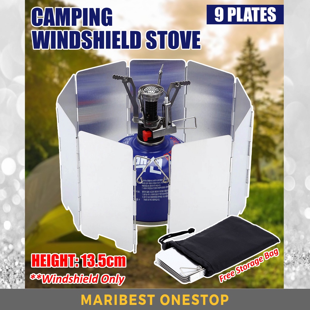 9 Plates Mini Foldable Outdoor Stove Windscreen Camping Cooking Gas Stove Wind Deflectors Portable Windshield 露营挡风玻璃