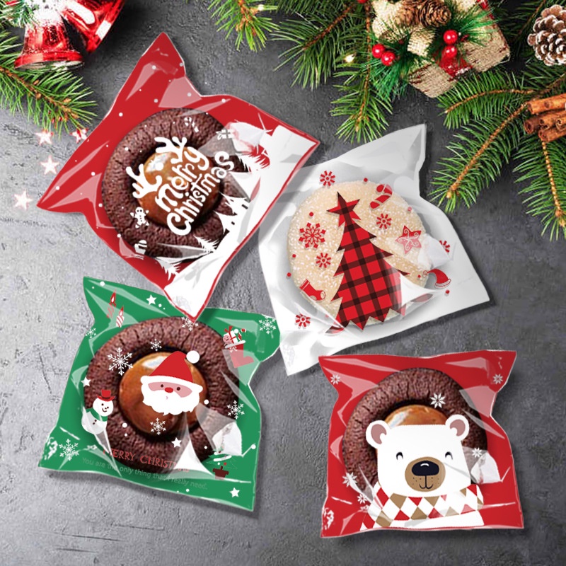2023 New Christmas Cookies Snowflake Crisp Plastic Baking Bag Opp Candy