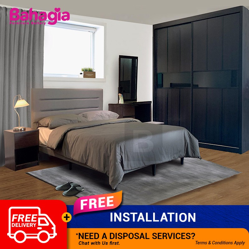 Bahagia Neptune Bedroom Set Bedframe 6ftx 7ft Wardrobe