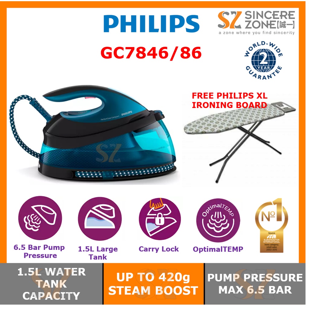 [FREE XL ORIGINAL IRON BOARD] PHILIPS GC7846 PERFECTCARE COMPACT STEAM