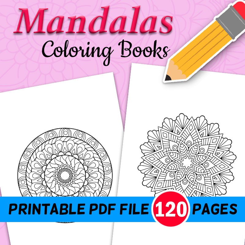 mandalas colouring 120 pages relief stress kids coloring book softcopy pdf  digital download