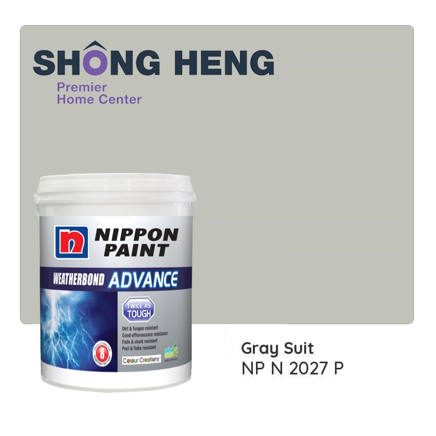 5 Litres - Nippon Paint Exterior Wall [W/B Advance] [Gray Suit NP N ...