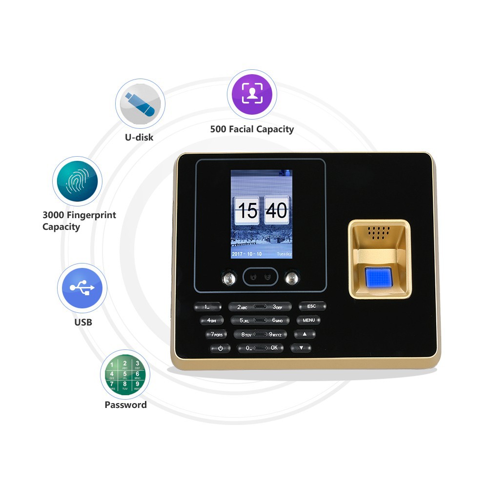 Biometric Fingerprint Time Attendance Machine 2.8inch Screen Employee ...