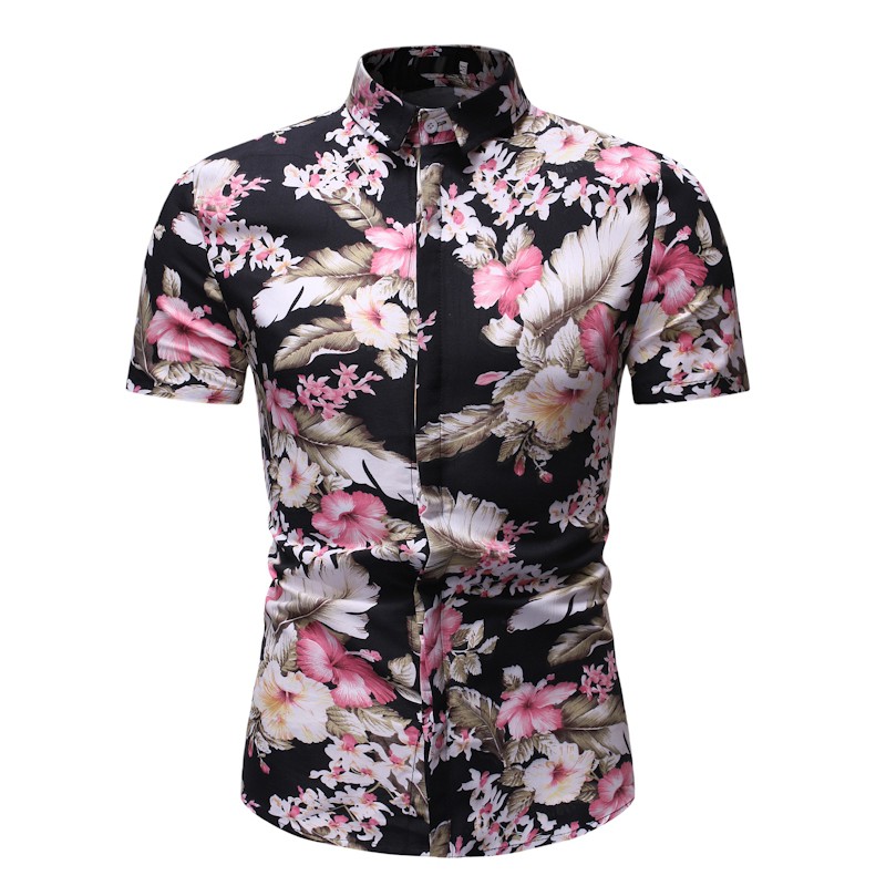 Men's Floral Summer Batik Short Sleeve Printed Fashion Shirt Baju Bunga ...