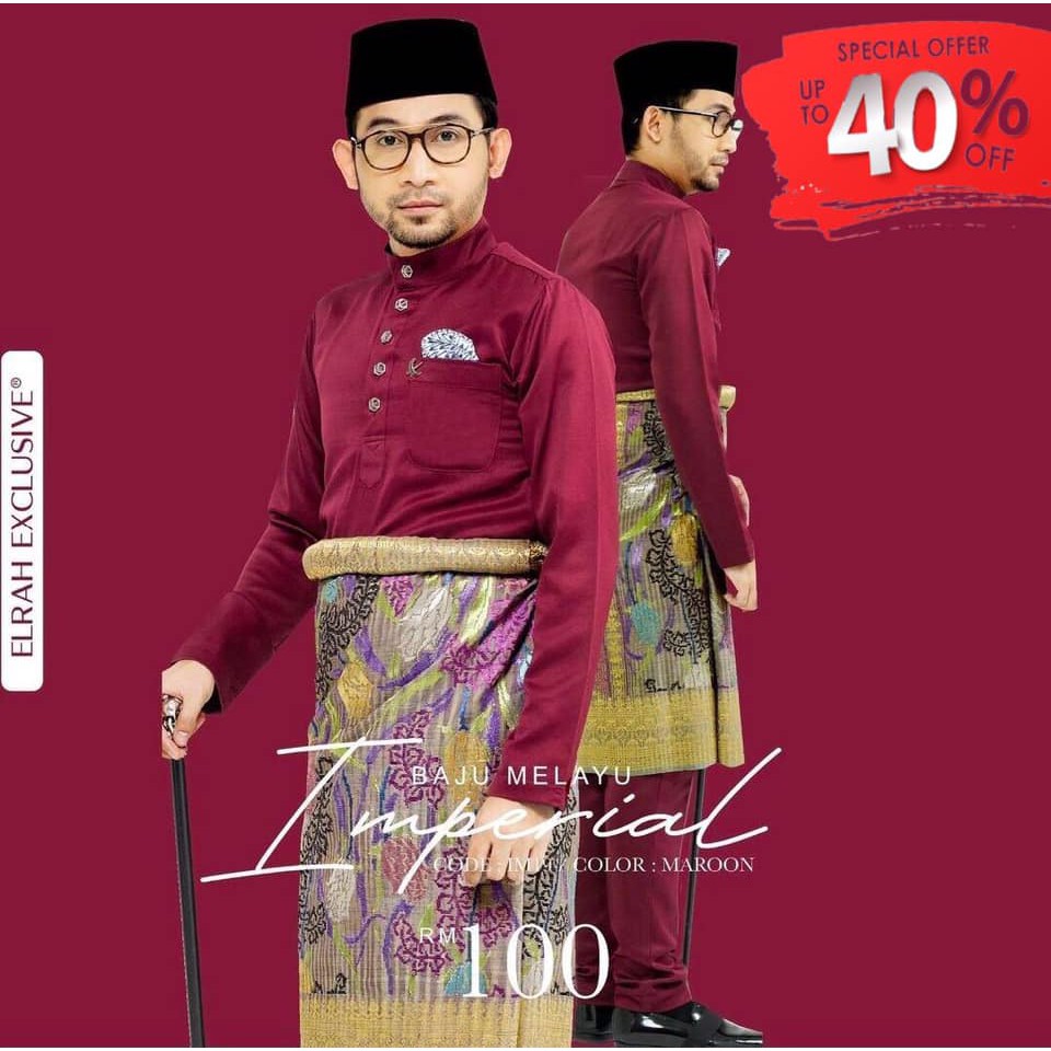 Buy Baju Melayu Elrah Imperial Maroon - Size L  SeeTracker Malaysia