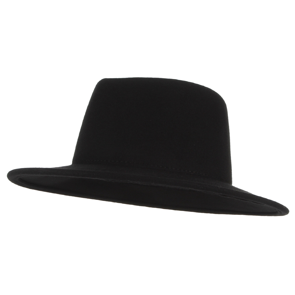 black wide brim fedora hat
