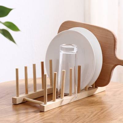 Wooden Dish Rack Dishes Drainboard Drying Drainer Storage Holder Stand