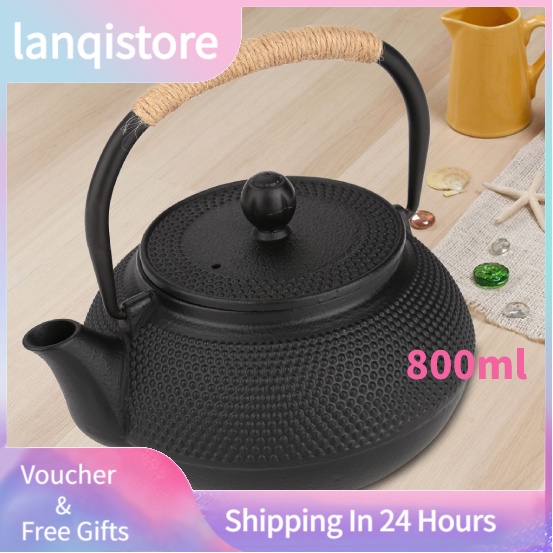 Lanqistore 800ml Japanese Style Cast Iron Kettle Teapot +Removable Infuser/Strainer Tea Pot