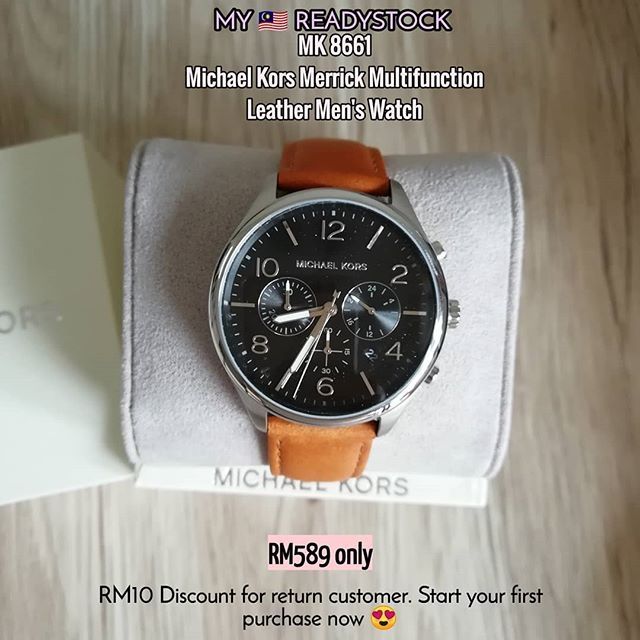 Readystock Men's Watch Michael Kors Merrick Chronograph Brown Leather with  Gift Receipt Jam Lelaki | Shopee Malaysia