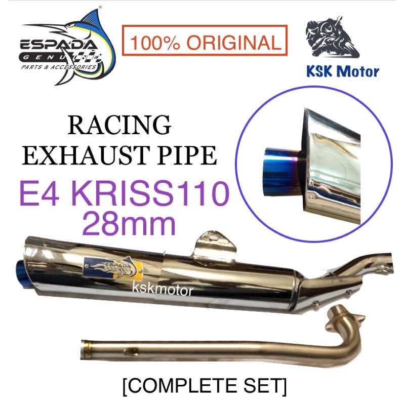 Exhaust Pipe Racing Kriss110 E4 28mm Espada Original Ekzos Kriss110 Ekzos Espada Moto Kriss Racing Parts 28mm Espada Shopee Malaysia