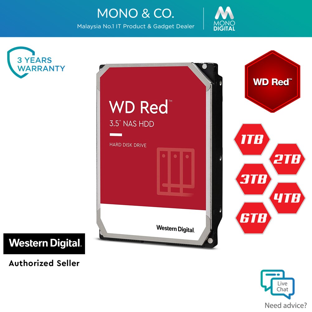 Western Digital Wd Red Red Plus Nas 3 5 Sata Iii Nas Internal Hdd Hard Disk Hard Drive 1tb 2tb 3tb 4tb 6tb Shopee Malaysia