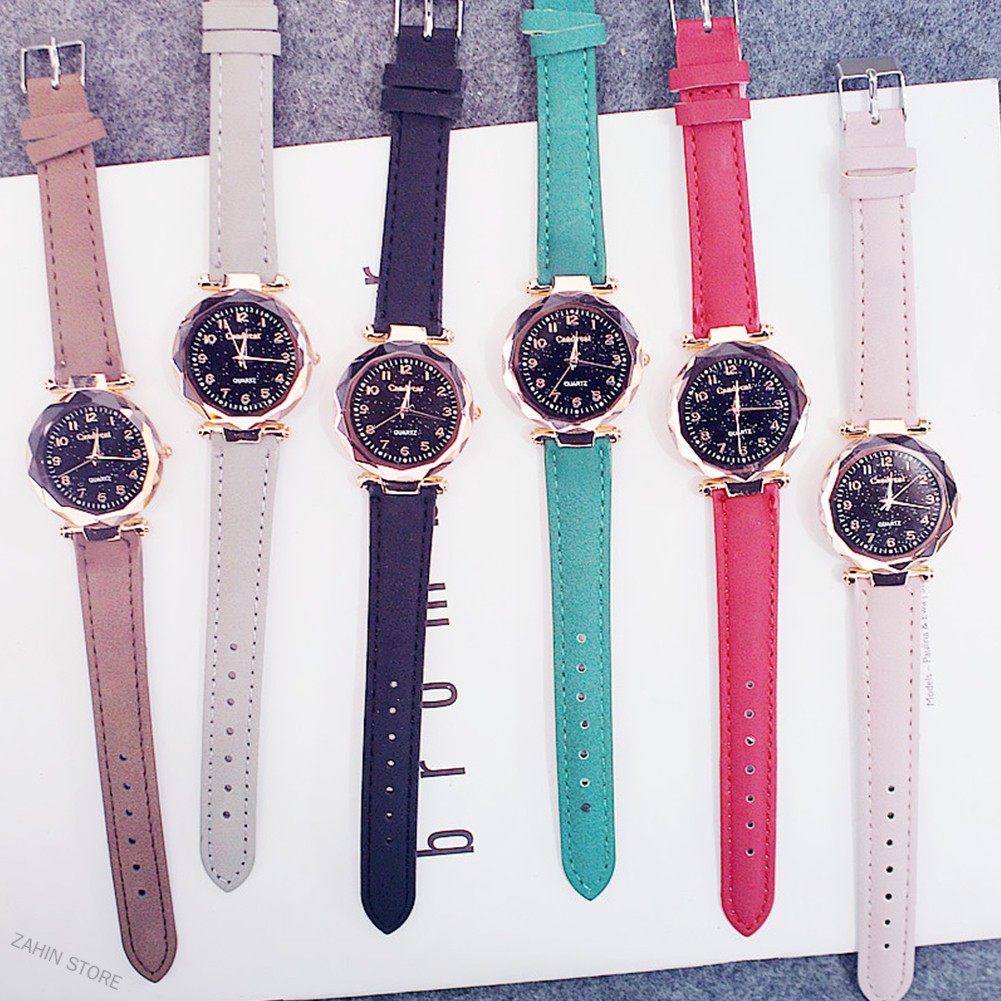 Jam Tangan Hadiah Wanita Women Simple Casual Leather Watchband Quartz ...