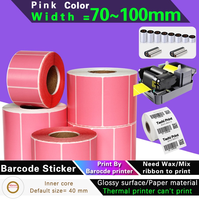pink color barcode sticker wax ribbon sticker printer paper coated