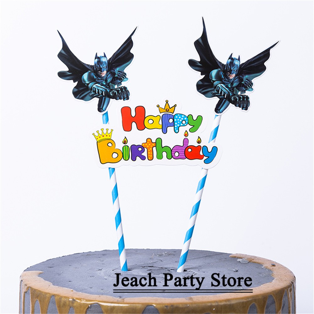 Cake Flags Batman Party Cupcake Toppers Decoration Party Birthday