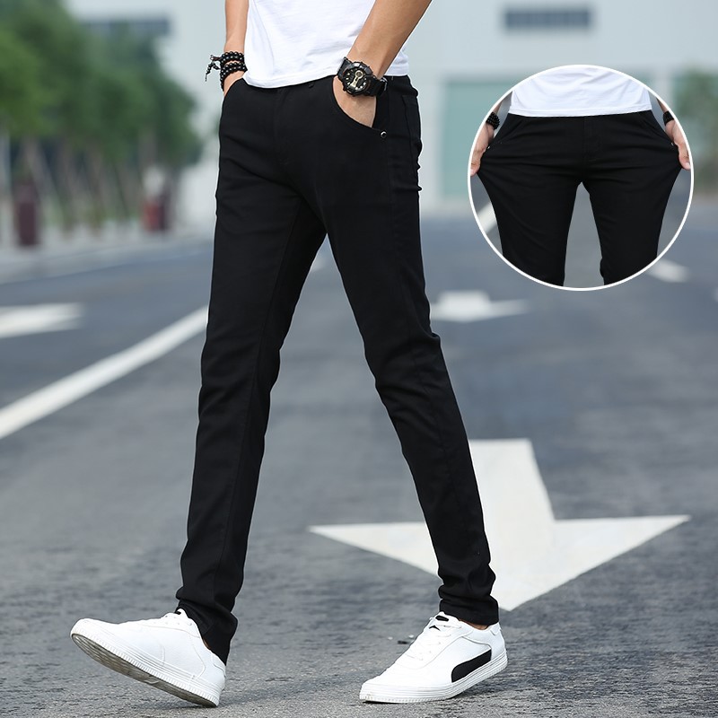 Men's Korean Slim Fit Casual Pants Cotton Stretch Long Seluar Chinos ...