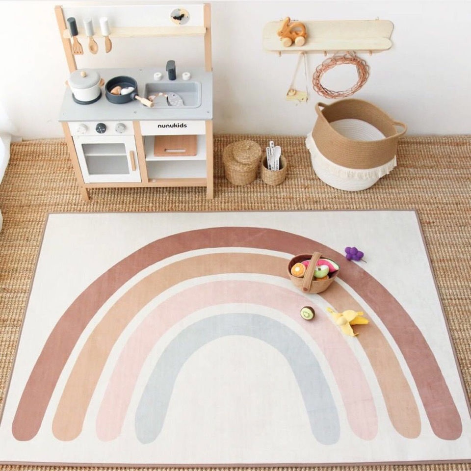 ins Style Korean Children's Room Rainbow Carpet Crawling Blanket Baby Play Slide Mat Photo