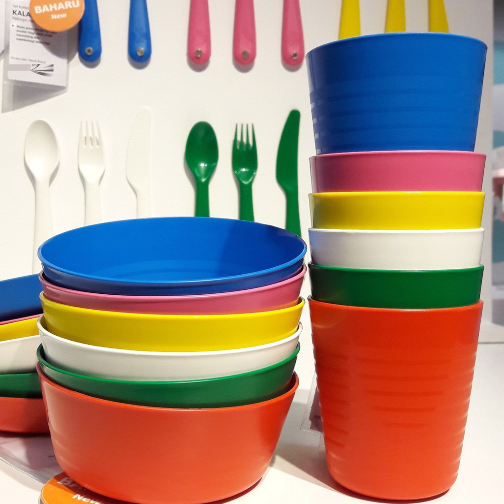 ikea-kalas-kids-plastic-cup-bowl-plate-cutleries-tableware-set-shopee