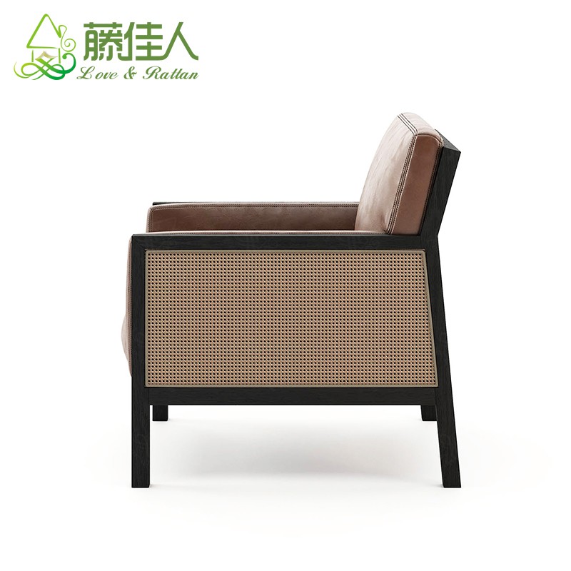 Furniture Nordic Rattan Single Seater Small Apartment Home Internet Celebrity Living Room Combination Solid Wood Sofain