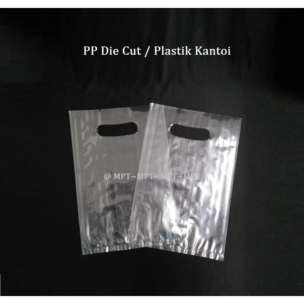 PP Die Cut PP Clear Bag with Handle Plastik  Kantoi 