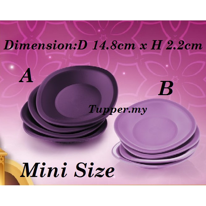 *Ready Stock**2pc/4pcs*Tupperware Purple Royale Treat dessert Plate mini Mini Mini Mini size Raya